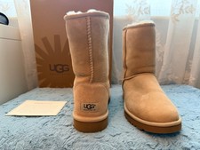 UGG Women's Classic Short Sheepskin Boots Size 8 M in Sand with Sheepskin lining