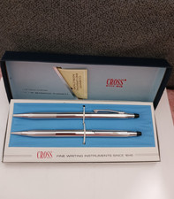 Vintage Cross Century Classic Ballpoint Pen Pencil Set Chrome 3501 In Box