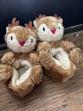GAP Cozy Reindeer Slippers Toddler Girls Size 7/8 Christmas Holiday Slippers