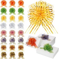 24 PCS Organza Pull Bows 6 Inch Large Gift Wrapping Ribbon Bows Crafts Decor