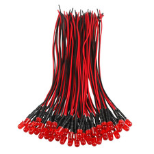 50Pcs 12 Volt 5Mm Red LED Lights Emitting Diodes, Pre Wired 7.9 Inch DC 12V LED