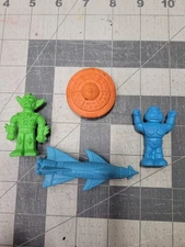 #1 Diener 70's Rubber Erasers Lot of 4 Space Alien  Ships VTG UFO DARD HORTA