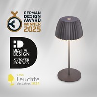 Riffle Mini Led Tischlampe Akku Tischleuchte Dimmbar Kabellos IP44 Anthrazit