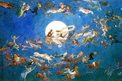 A DANCE AROUND THE MOON FAIRIES FANTASY FAIRY PAINTING BY CHARLES DOYLE REPRO 
