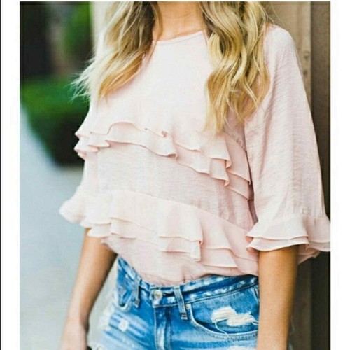 blush ruffle top
