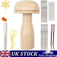 Wooden Darning Mushroom Needle Thread Kit for DIY Hand Sewing Embroidery Tools