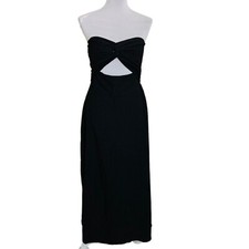Shein Black Bandeau Cut Out Maxi Dress Size XL Twisted Coconut Strapless Waffle