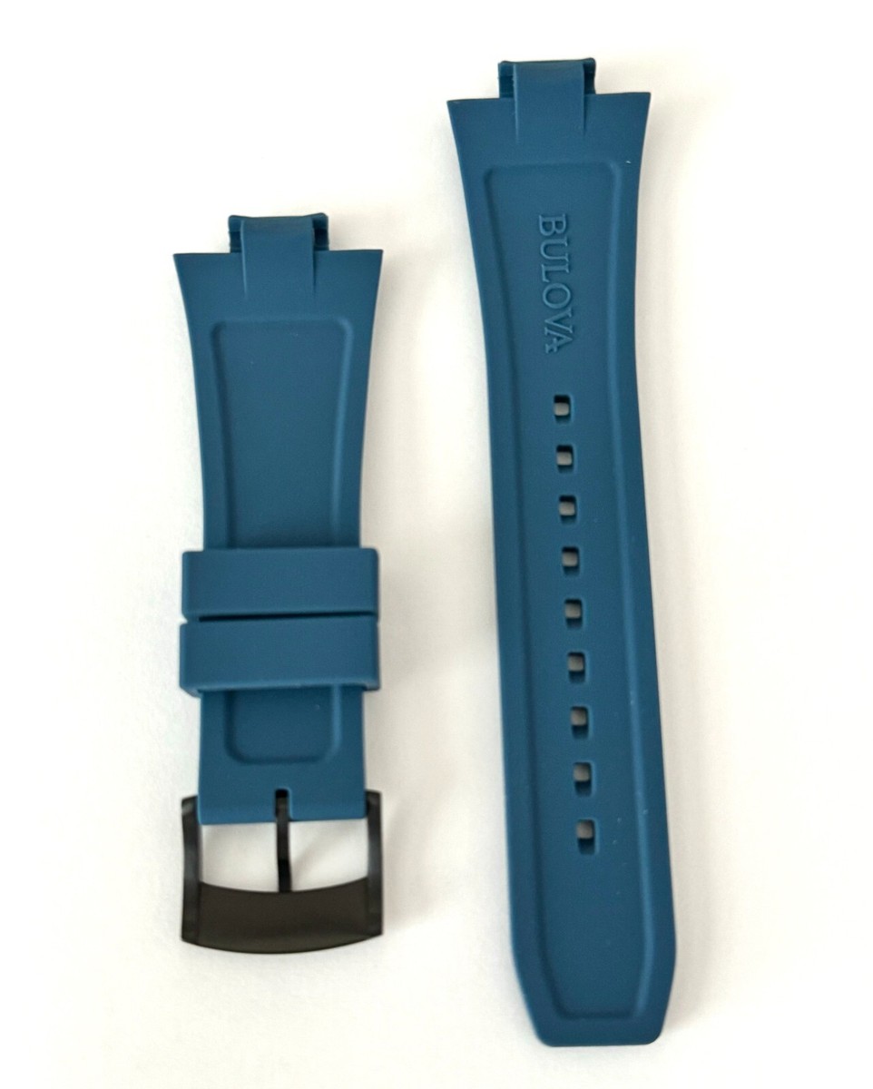 Original Bulova Maquina 98B380 Blue Rubber Watch Band Strap