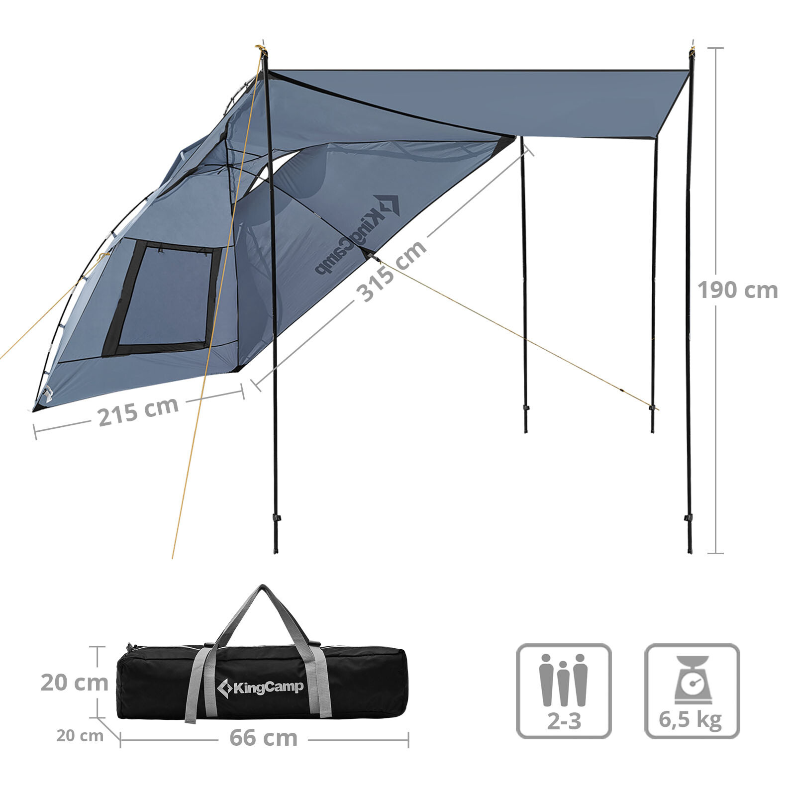 KINGCAMP Heckzelt Compass Plus Windschutz VW Bus Vor Zelt SUV Van 