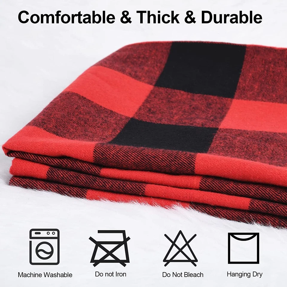 2 peças capas de travesseiro xadrez búfalo de Natal vermelho e preto decoração para casa - Imagem 3 de 4