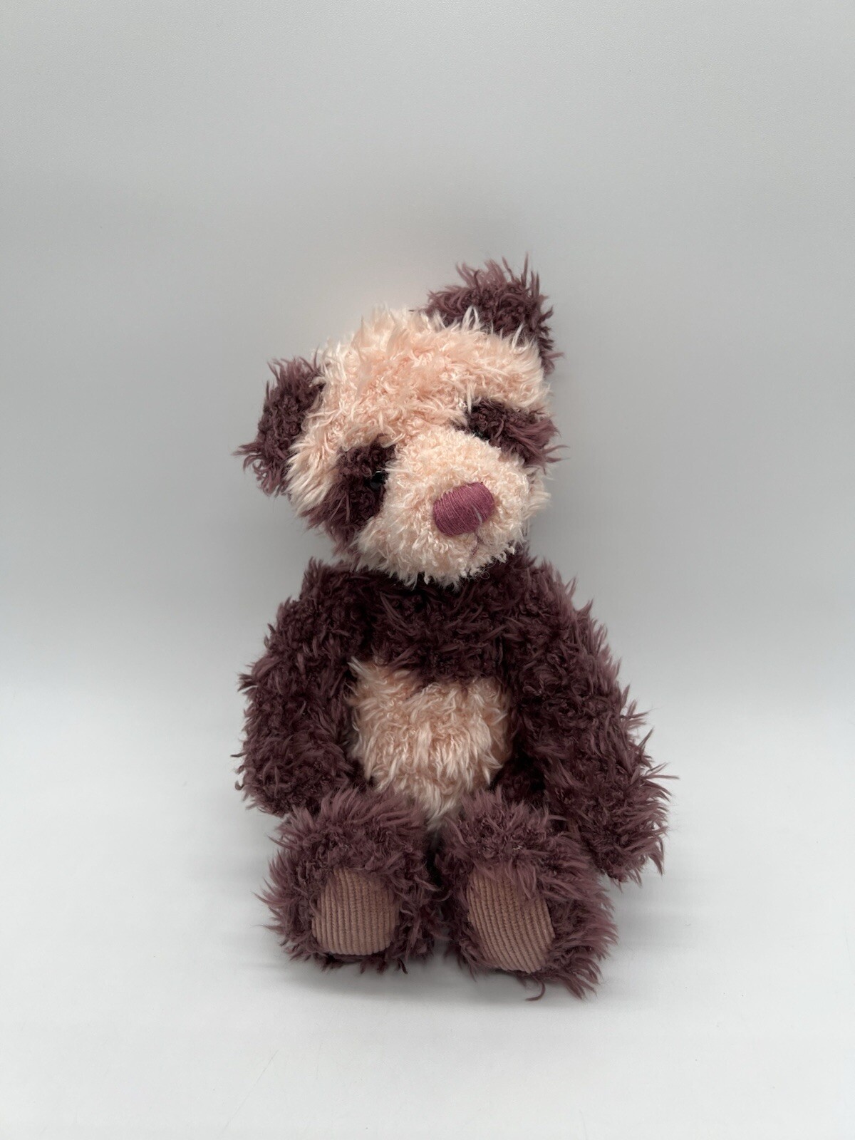 Russ Berrie Suki Pink Panda Bear Plush Heartcraft Corduroy Shaggy 8”