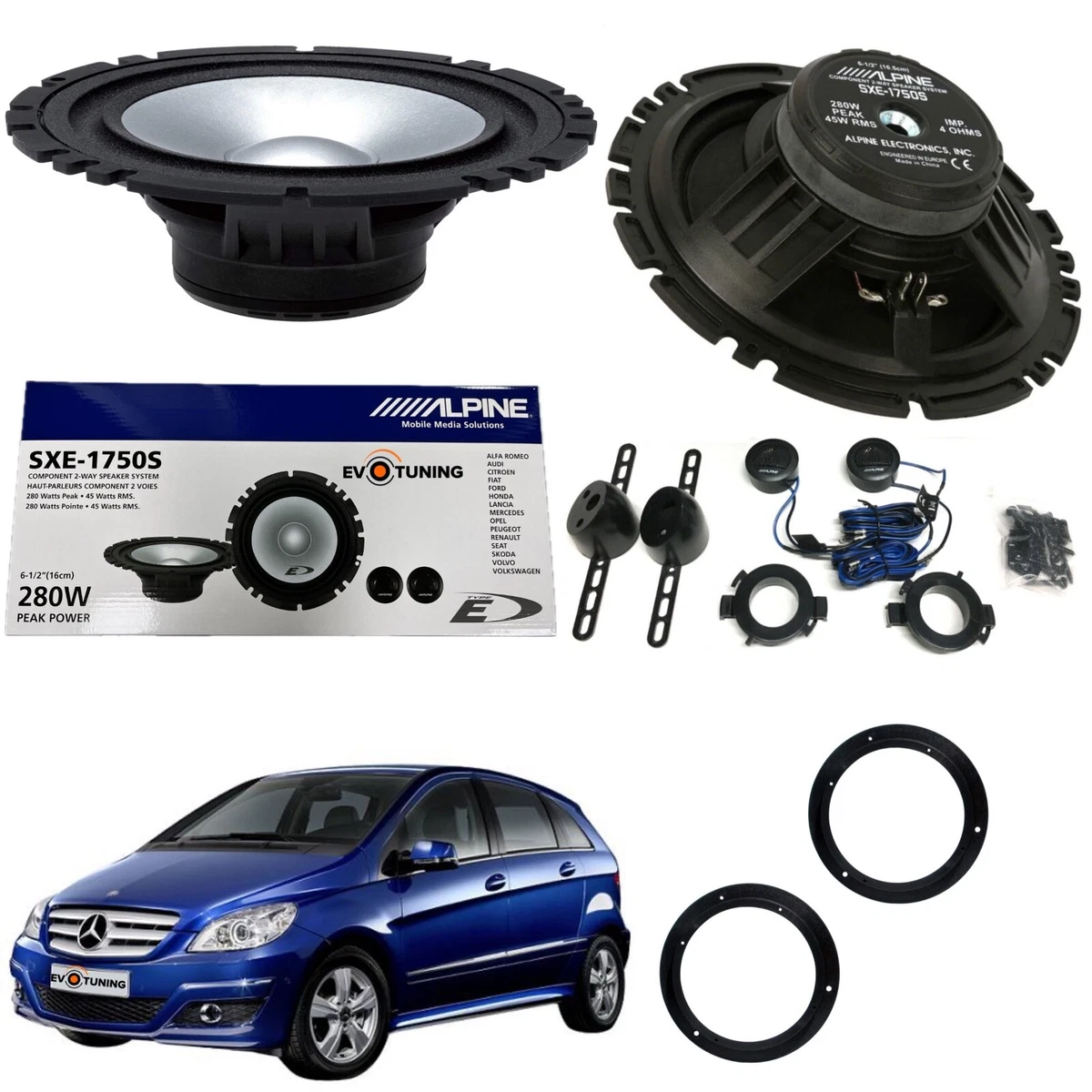 Haut-parleurs Avant Alpine SXE1750S Pour Peugeot 208 (2012-2019) - Kit Neuf 2 Voies