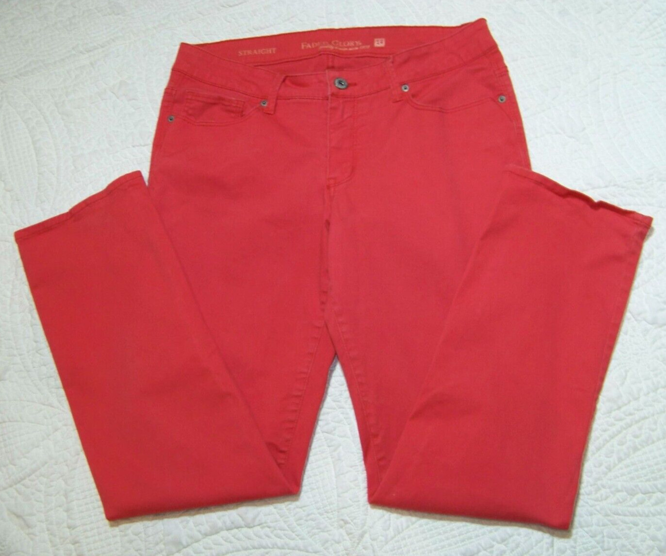 Women's Faded Glory Red Denim Jeans Size 14A Straight