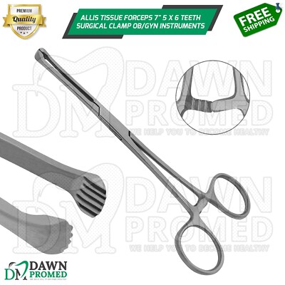 Allis Tissue Forceps 7'' 5 X 6 Teeth Surgical Clamp OB/GYN Instruments German Gr