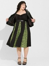Torrid Beetlejuice Mini Dress Skater Black Green NWT New 4X