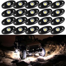 24X White LED Rock Lights Underbody Trail Rig Glow Lamp Offroad SUV Pickup Truck