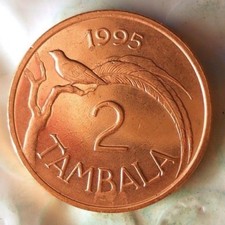 1995 MALAWI 2 TAMBALA - AU/UNC RED - Hard to Find Coin- FREE SHIPPING - BIN #LLL
