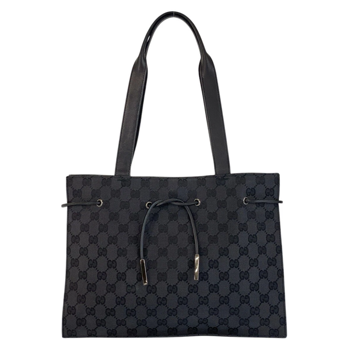 Sac fourre tout bandoulière GUCCI 002 1053 noir argent matériel GG toile/cuir