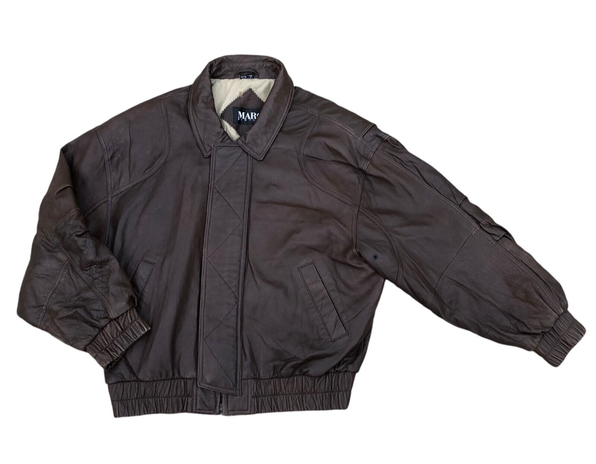 Vintage MARC NEW YORK Leather Bomber Jacket XL Men's Brown Vintage MARC NEW YORK Leather Bomber Jacket XL Men's Brown