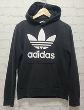 Adidas Youth Trefoil Hoodie Sweatshirt Black White 13/14Y Large,   c7