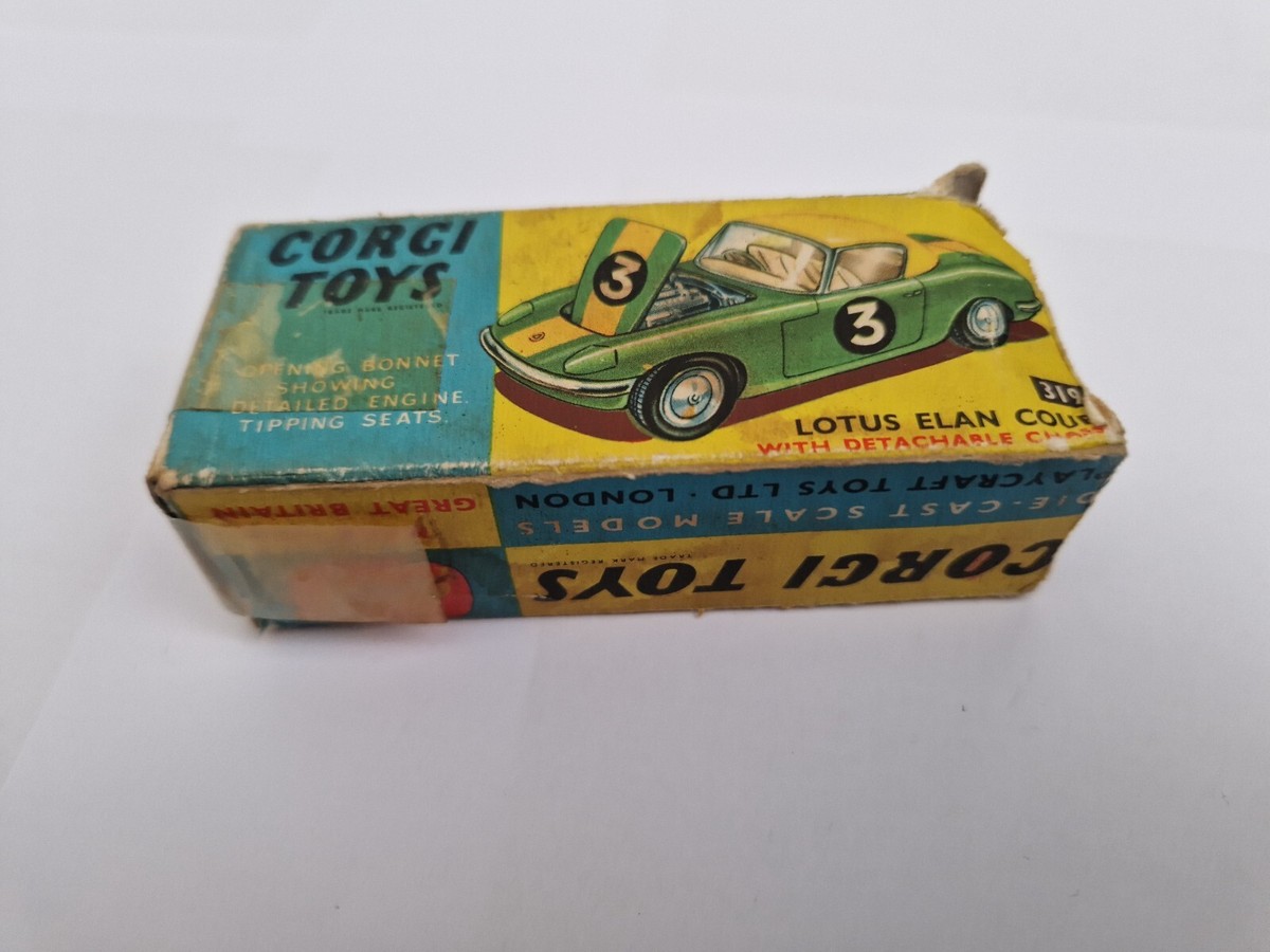 VINTAGE CORGI TOYS 319 LOTUS ELAN COUPE CAR IN ORIGINAL BOX