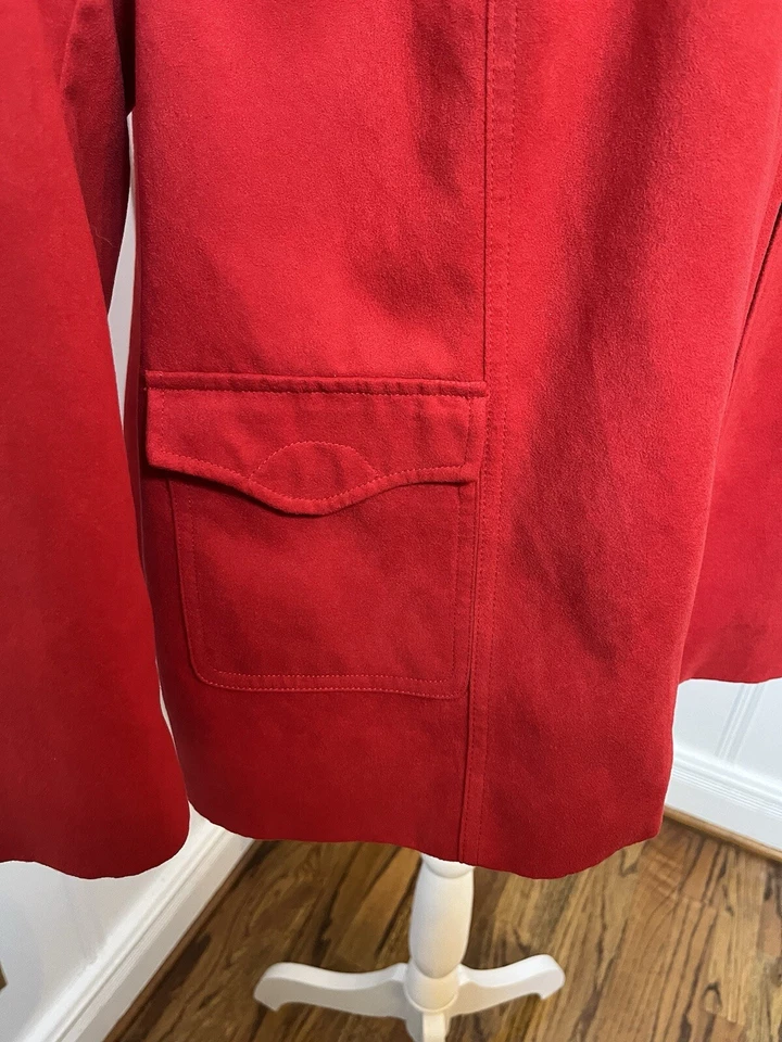 Chaqueta De Colección TanJay Imitación Gamuza Roja Talla 18w Bolsillos con Cremallera Hebilla Acentos De Colección  Foto 2 de 4