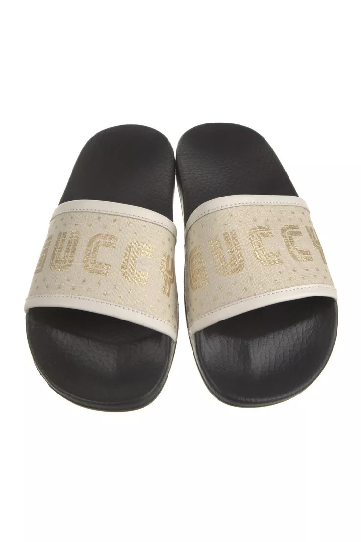 SANDALES À GLISSIÈRE FEMMES GUCCI. TOILE ENDUITE GG SUPREME neuve taille 6