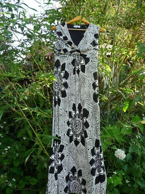 chinese dress ladies Natan Alpi Black + Cream Abstract Print Maxi Dress  Timeless