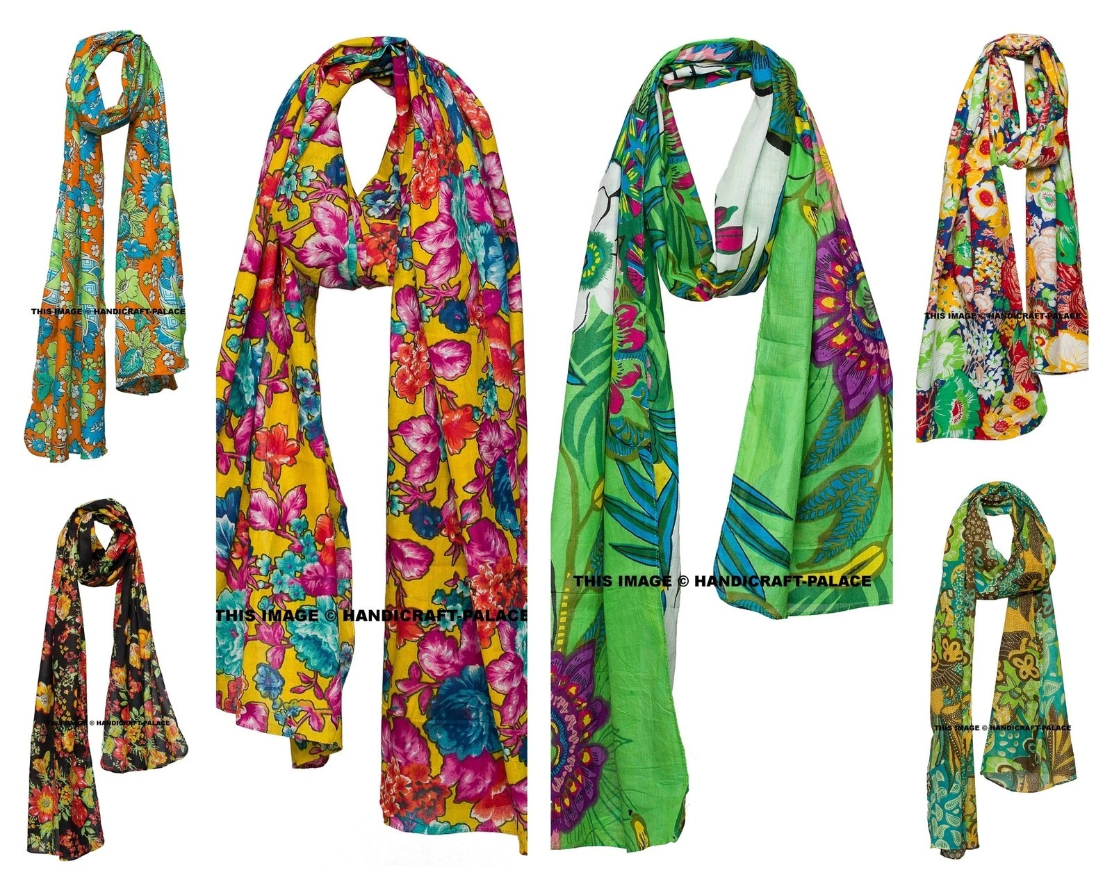 Floral Cotton Scarf Ethnic Handmade Scarves Hijab Neck Wraps Indian Bohemian