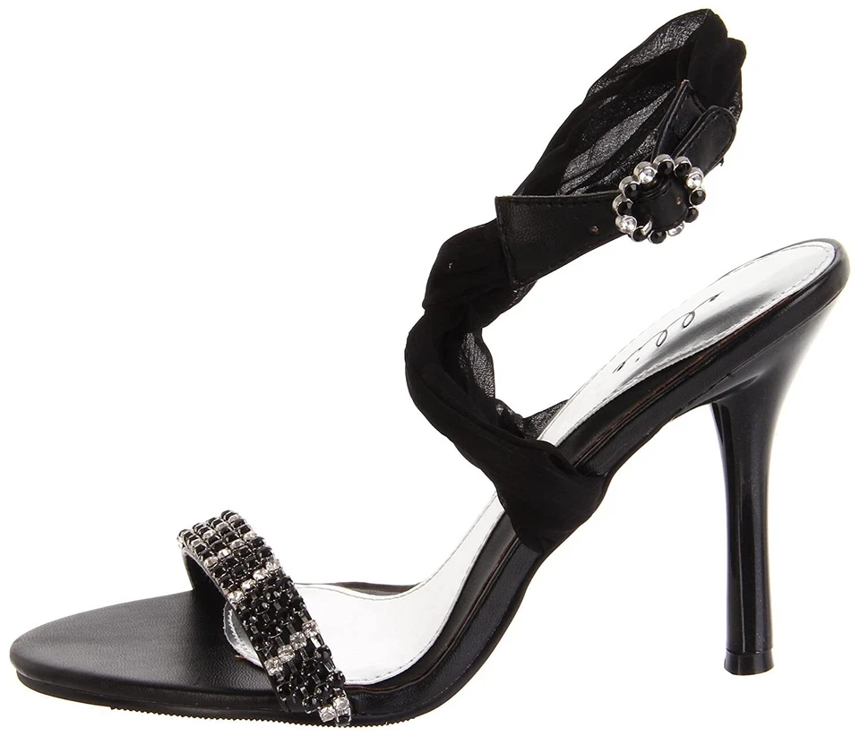 Ellie Shoes 457-Paula 4-Inch Heel Rhinestone Sandal Black Size 8 - Image 3 of 4