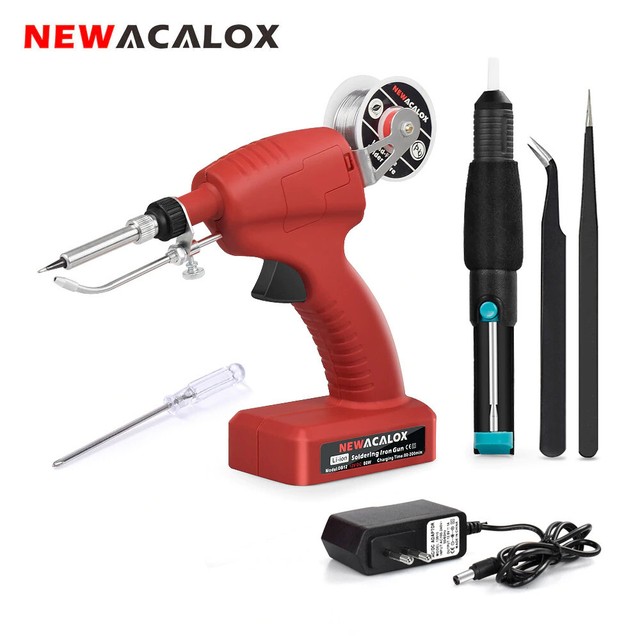 NEWACALOX DC 12V 80W Soldering Iron Gun Liion Rechargeable Cordless