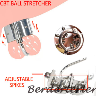 CBTSpike Ball Stretcher Chastity Device Ring Lock Scrotum Pendants Delay Torture