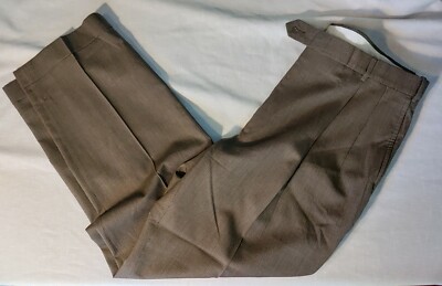 Men's Austin Reed Brown Checker 100% Wool Pleat Lined Dress Suit Pants 36x31 NWD