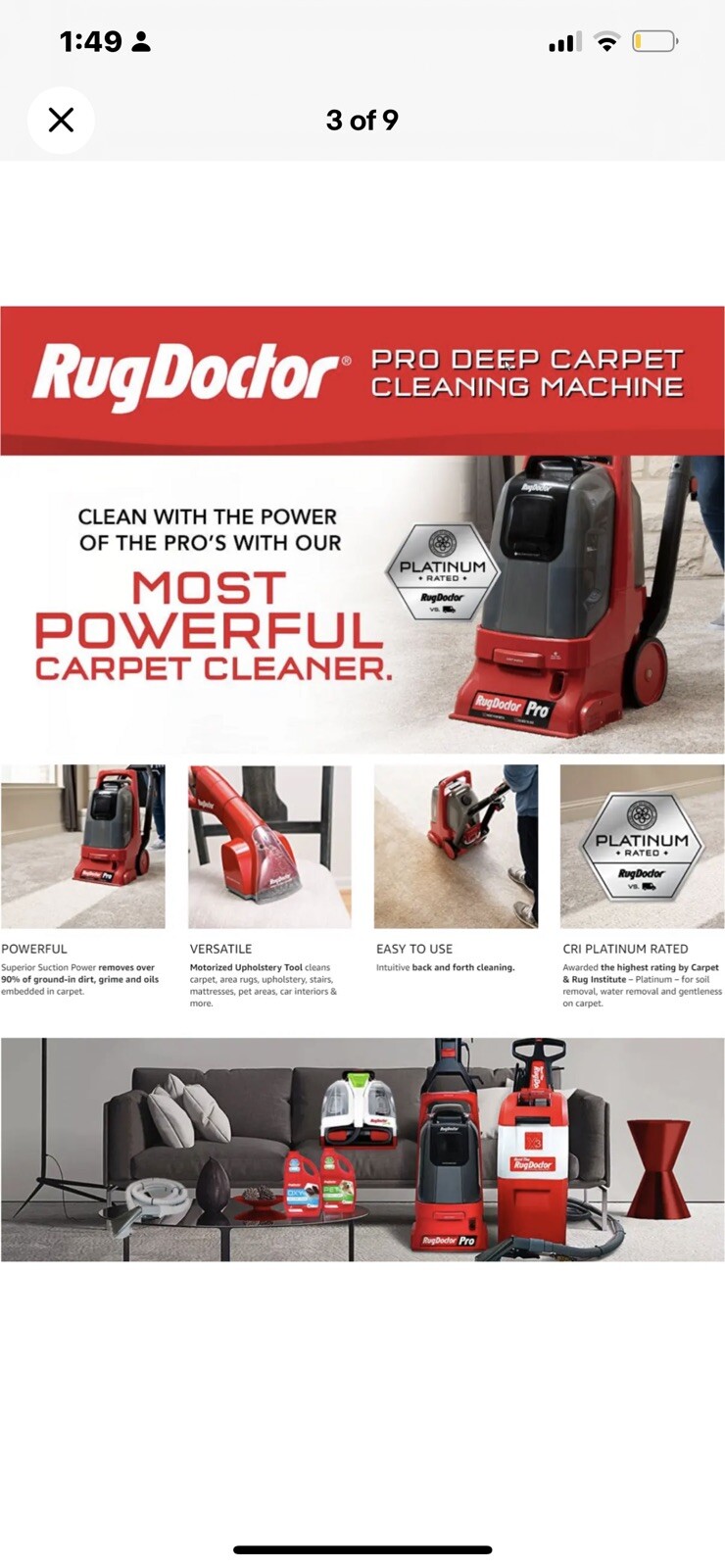 Rug Doctor Pro Deep Commercial Carpet Cleaning Machine Powerful Heavy