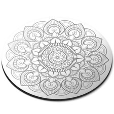 Round Mouse Mat (bw) - Indian Mandala Boho Yoga  #37932
