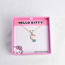 Hello Kitty Mini Enamel Figurine Pendant 16" Gold Flash Plated Necklace