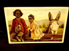 Antique postcard, Watching the Circus go by