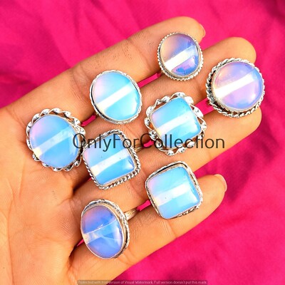 Milky Opal Mix Gemstone 925 Sterling Silver Plated Wholesale Lot Ring  jewelry