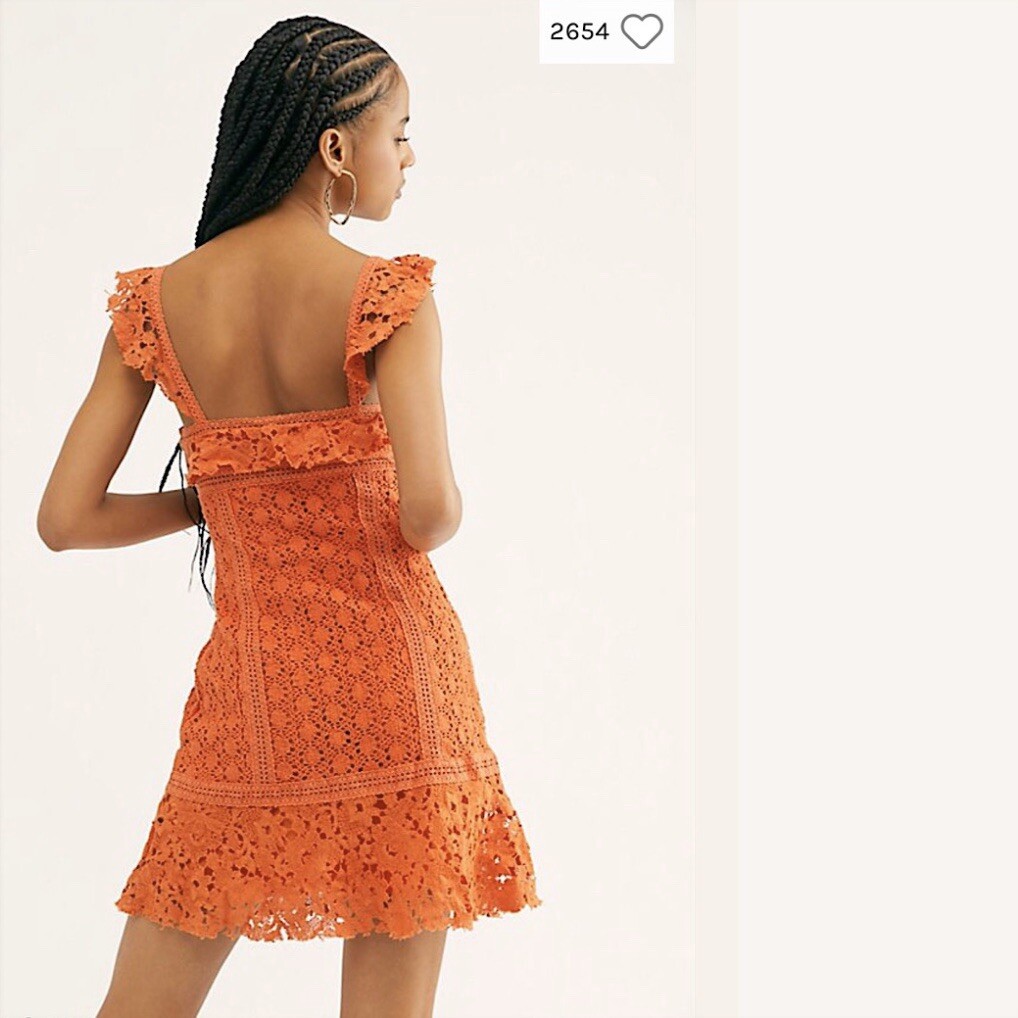 Free People Cross My Heart Crochet Mini Dress Lace Ecru Size 4