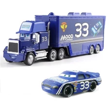 Disney Pixar Cars NO.33 Racer Mood Pickup Mack Truck + Mini Car 1:55 Diecast Toy