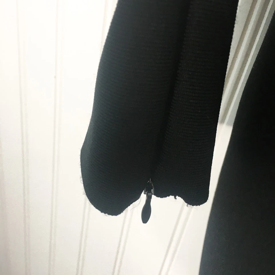 Vestido ajustado negro elástico midi manga larga clásico L Dalia Macphee para mujer nuevo Foto 3 de 4