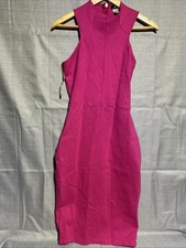 Va Va Voom Pink Sleeveless Midi Dress Women's Medium Stretch Bodycon High Neck