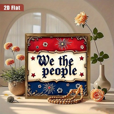 Vintage We the People Wooden Plaque Independence Day Patriotic Wall Art Gift