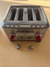 Wolf Gourmet Stainless Steel Toaster 4-Slice Model WGTR154S Red Knobs Extras