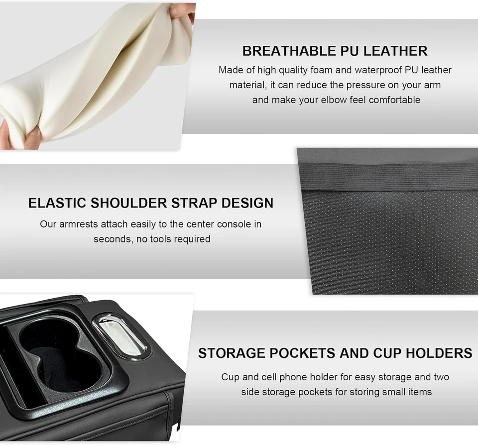 For TOYOTA Leather Armrest Mat Pad Storage Box Car Center Console Organizer - Image 4 of 4