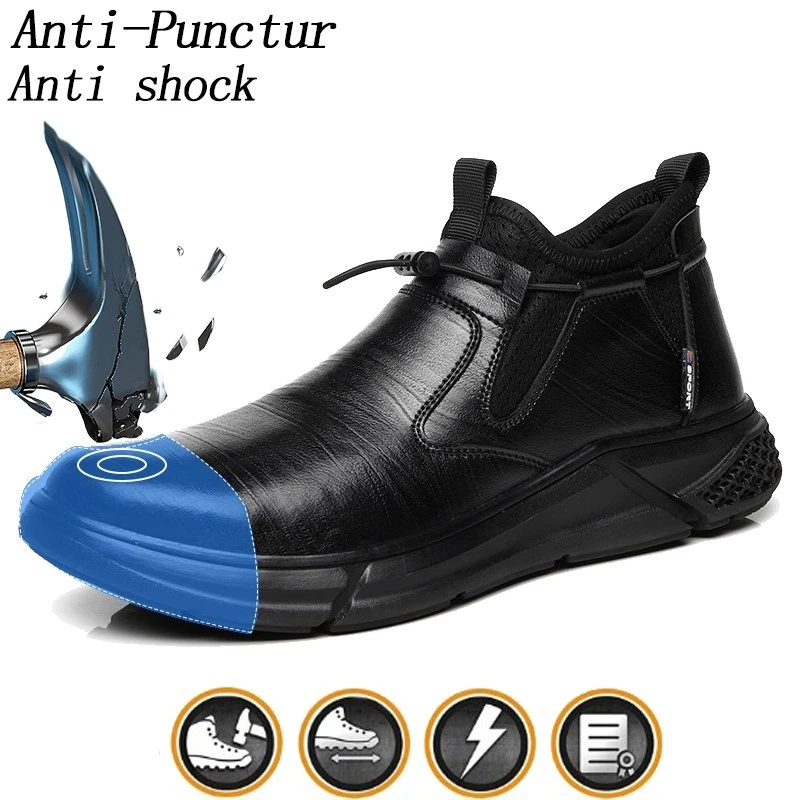 Steel Toe Safety Shoes Men Anti-Puncture Non Slip Work Boots Indestructible sole