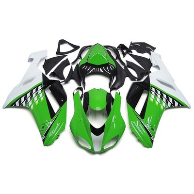 Fairings for Ninja ZX6R 2007 2008 Kawasaki Injection Green White Black Bodywork