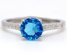 2CT Blue Topaz  Topaz 925 Sterling Silver Ring Sz 8 UB1-8