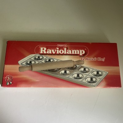 NEW Vintage Imperia Raviolamp 12 Chef Ravioli Maker W/ Tray Rolling Pin 