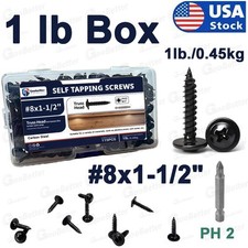  8x1-1/2" Black Phillips Modified Truss Head Wood Screws Assortment 1Lb/Box